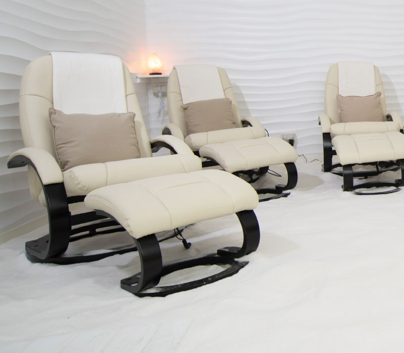 Salt & Skin Wellness chairs in the salt room