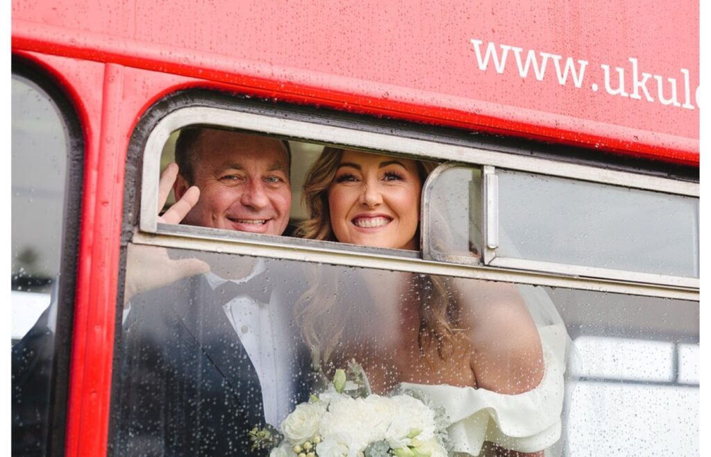 Chloe Marie Artistry Photograph Bus window down wedding