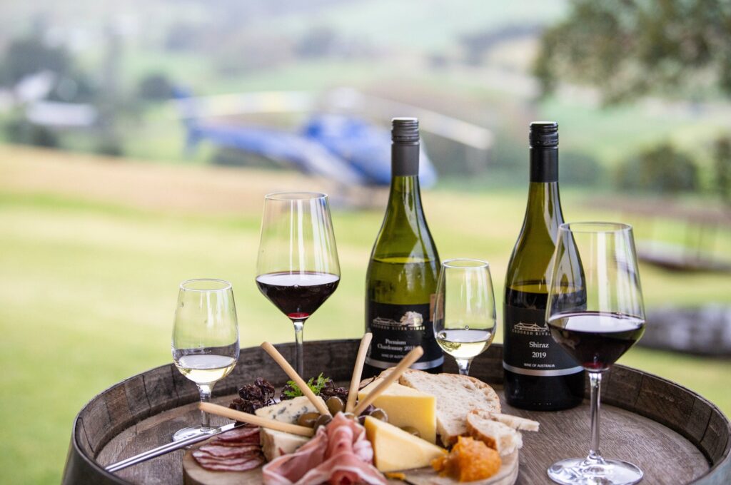 Wines ready for tasting at the Crooked River Wines winery in Gerringong