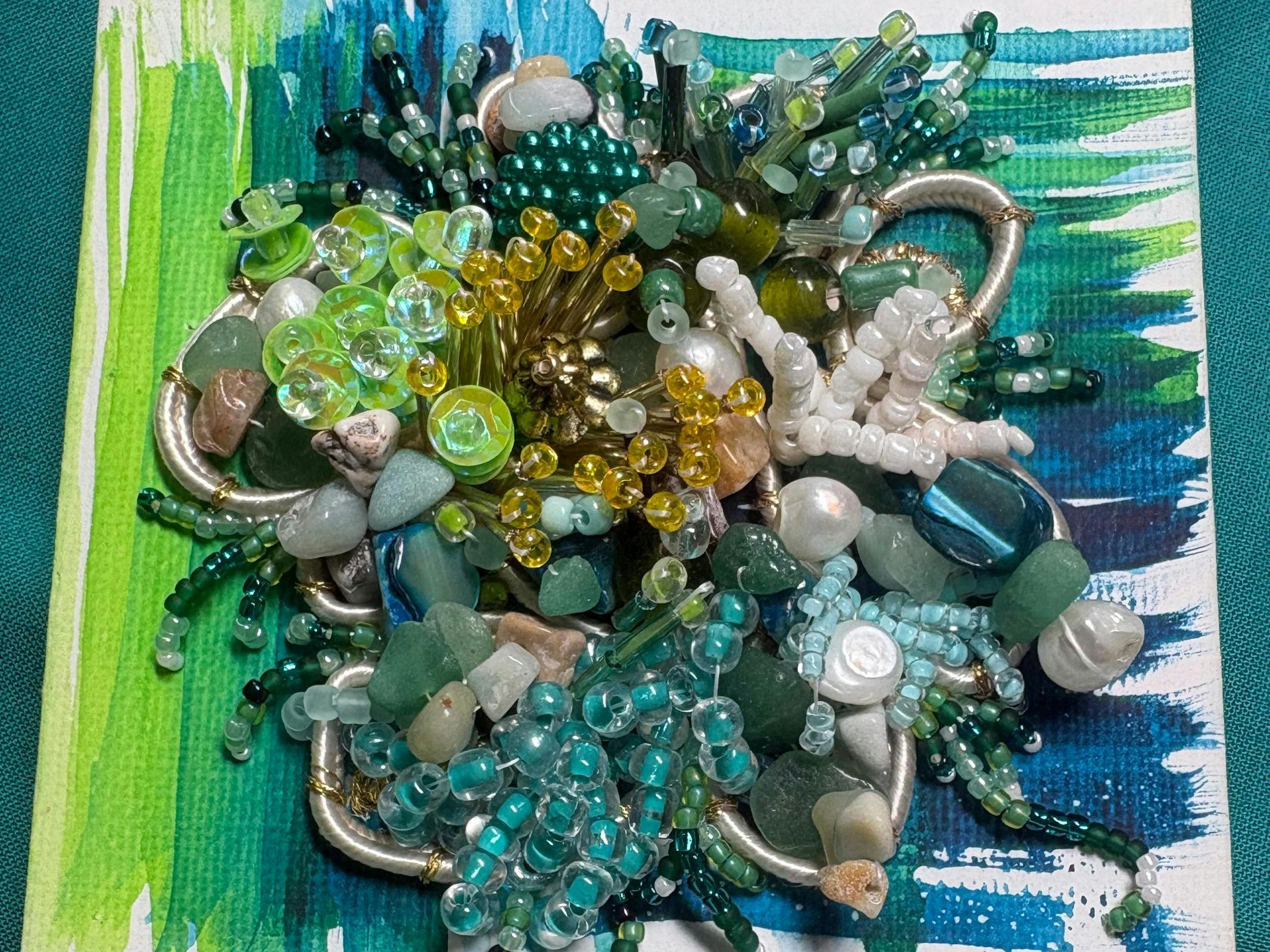 paint and textiles on mini canvas