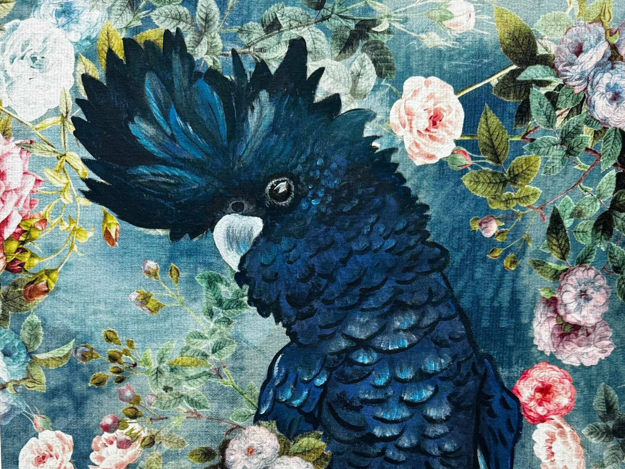 bird painting on fabric canvas