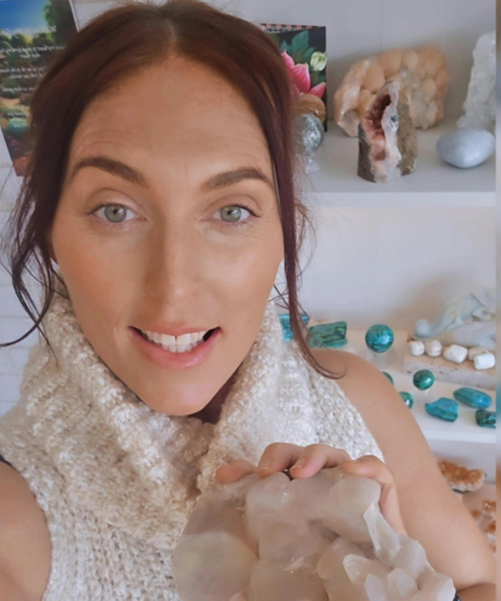 Business operator Sophie holding a crystal