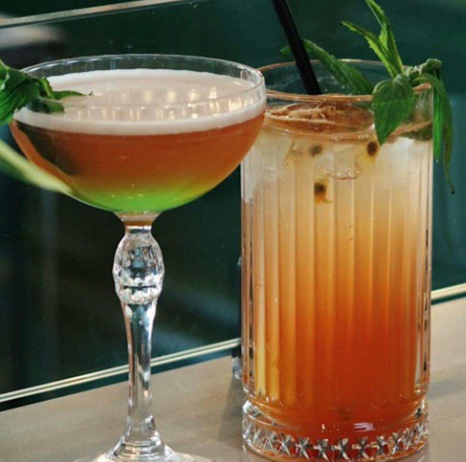 two different types of cocktails in glasses