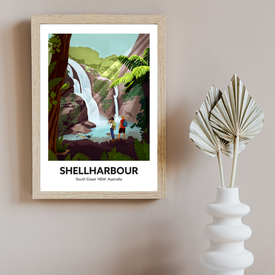 Illustration Art Print - Bushwalking Cascades Waterfall