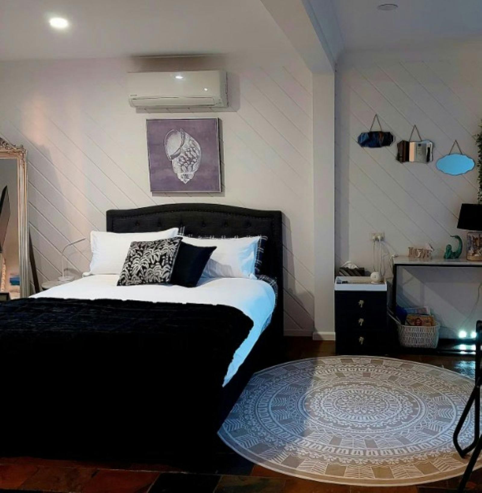 View of interior with queen bed