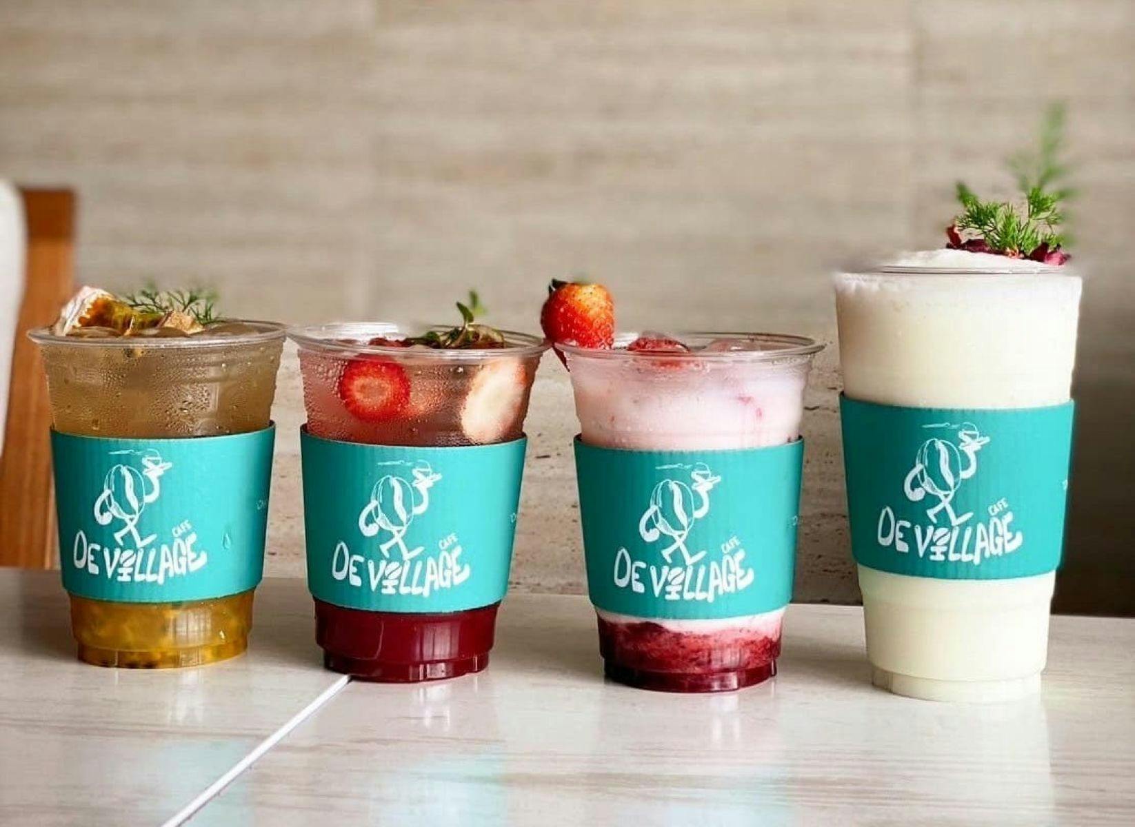 Range of Smoothies of various colours at De Village Cafe