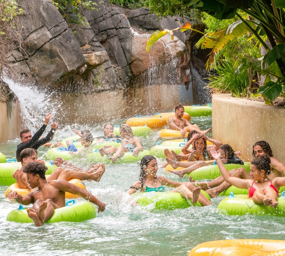 People floating down the rapid river at Jamberoo Action Park