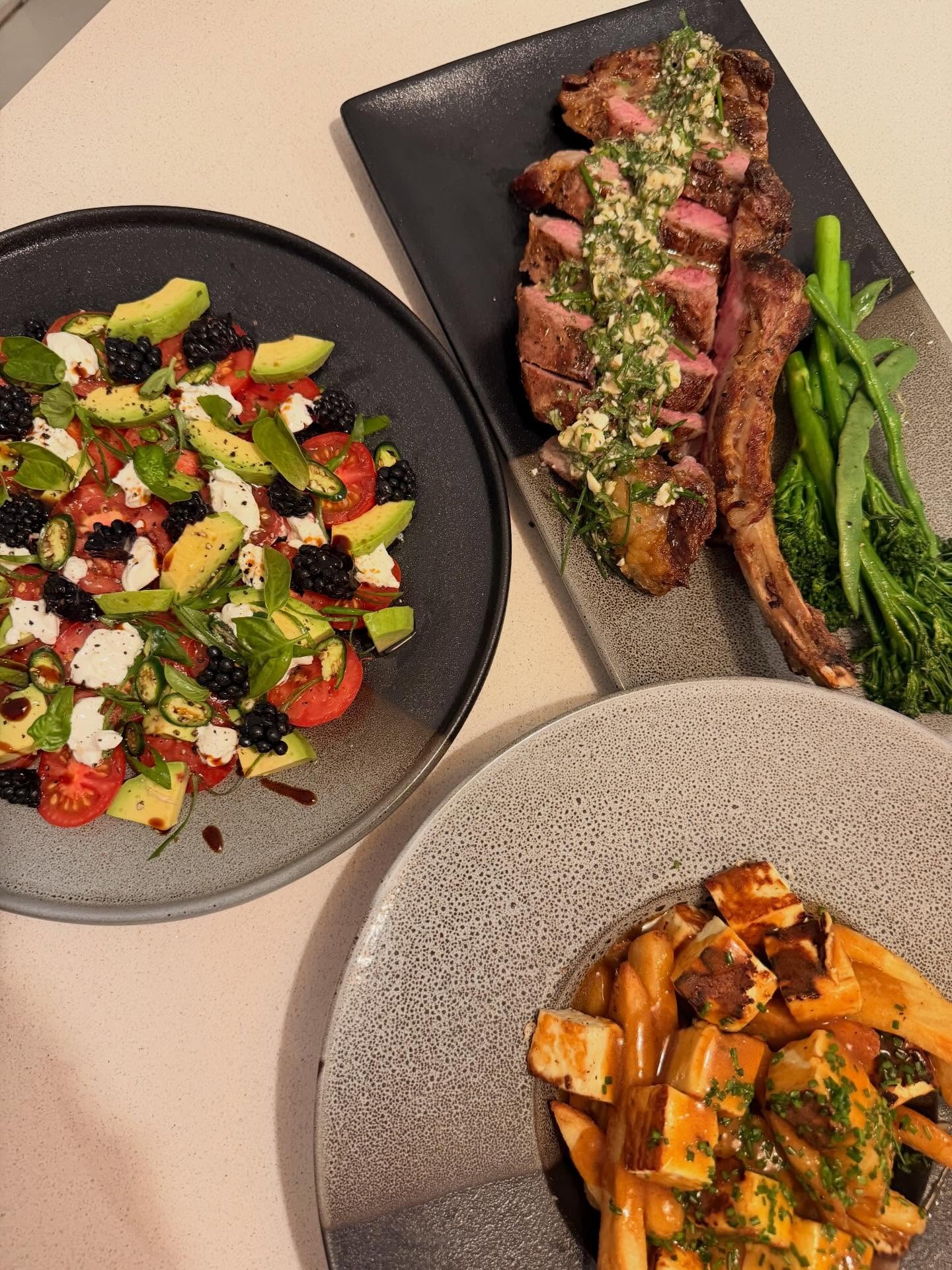 Various food plated up by Oui Oui chef