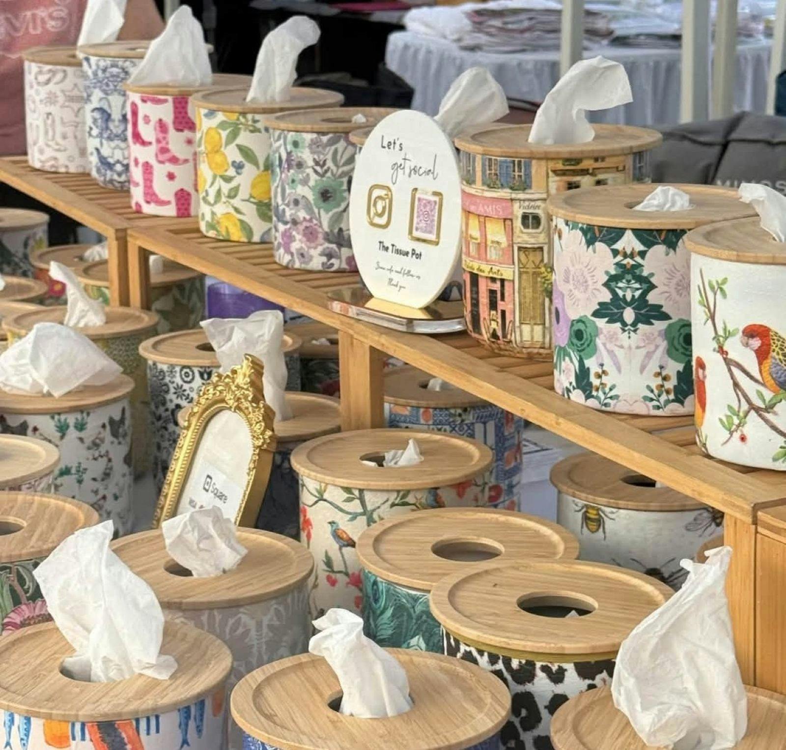 hand painted and crafted tissue boxes at The Nest Market